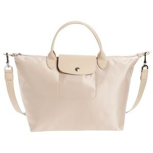Longchamp Le Pliage Neo Shoulder Tote with Strap, Beige nude gently preloved